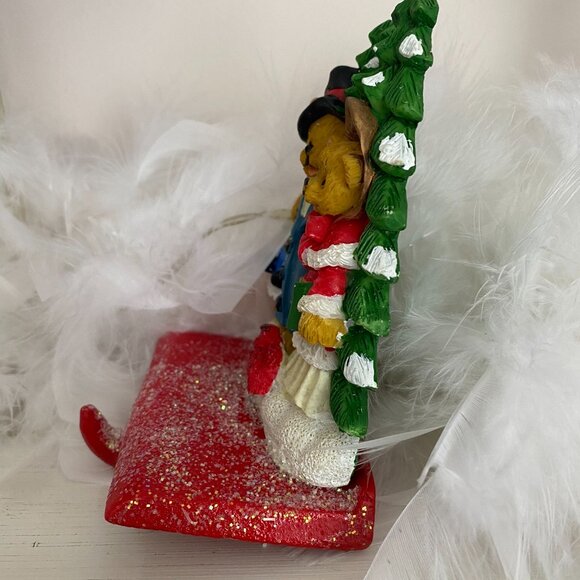 Vintage Christmas Street Stocking Hanger With Bear Family - Picture 2 of 6